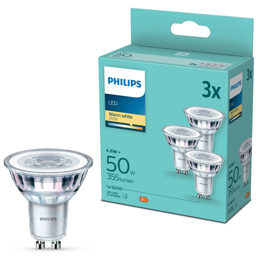 Philips Lyskilder|LED-pære GU10 355 lm 3-pk.