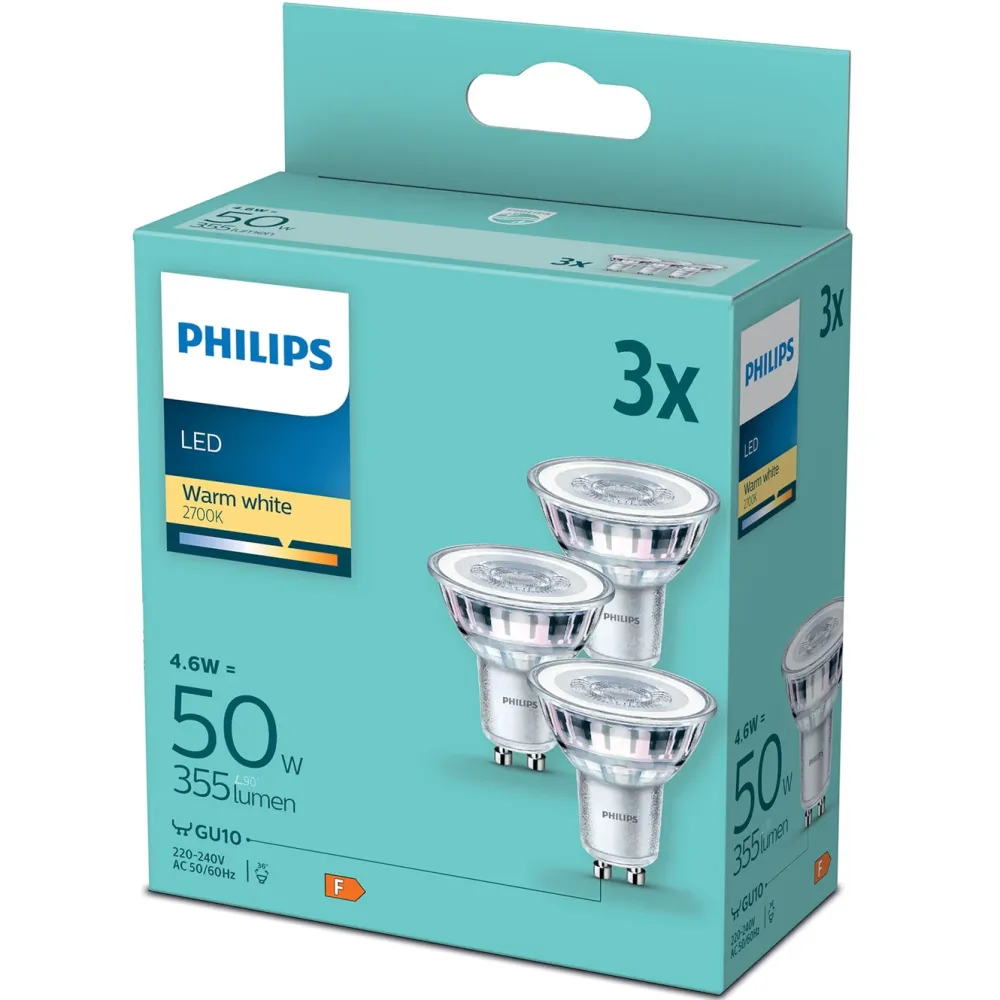 Philips Lyskilder|LED-pære GU10 355 lm 3-pk.