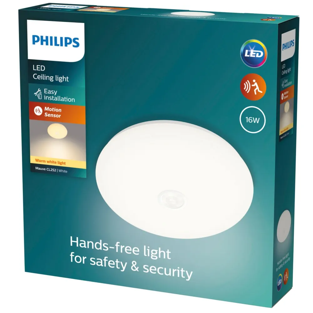 Philips Taklamper|Mauve LED-taklampe med bevegelsessensor 16 W Hvit
