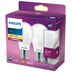 Philips Lyskilder|Frostet LED-pære E27 806 lm 2-pk.