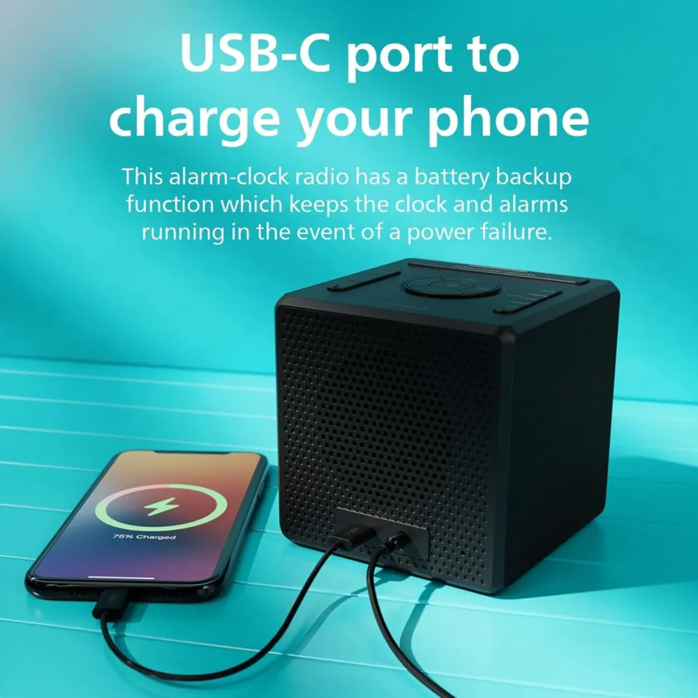 Philips Musikkspiller Og Radio|Klokker Og Tellere|R4600 DAB+-klokkeradio med USB-C-lading