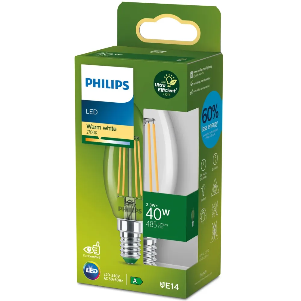 Philips Lyskilder|Ultra Efficient E14 LED-kronelys 485 lm