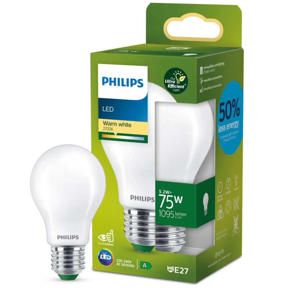 Philips Lyskilder|Ultra Efficient E27 LED-pære 1095 lm