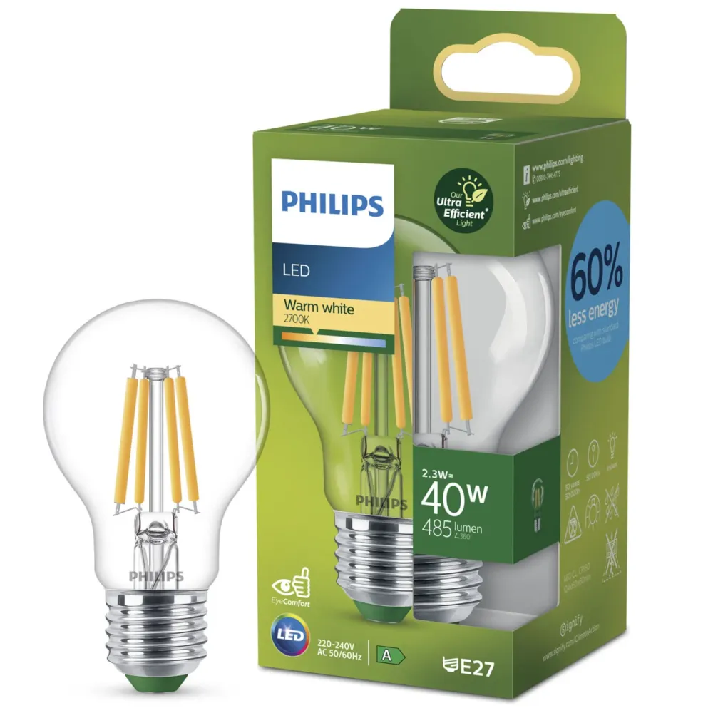 Philips Lyskilder|Ultra Efficient E27 LED-pære 485 lm