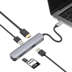 Plexgear Kabler Og Adaptere|Usb|Multiadapter for USB-C med 5 tilkoblinger