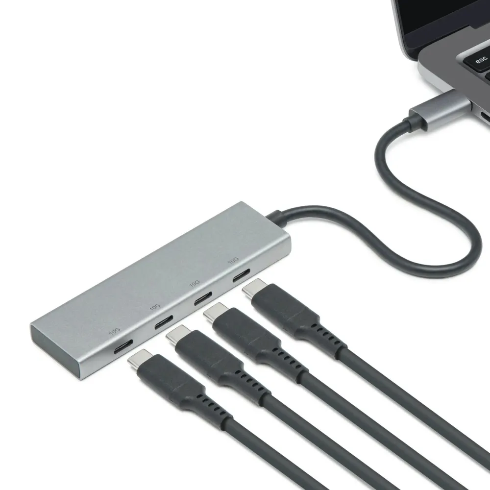 Plexgear Hjemmekontor|Mac-Tilbehør|USB-C-hub med 4 porter