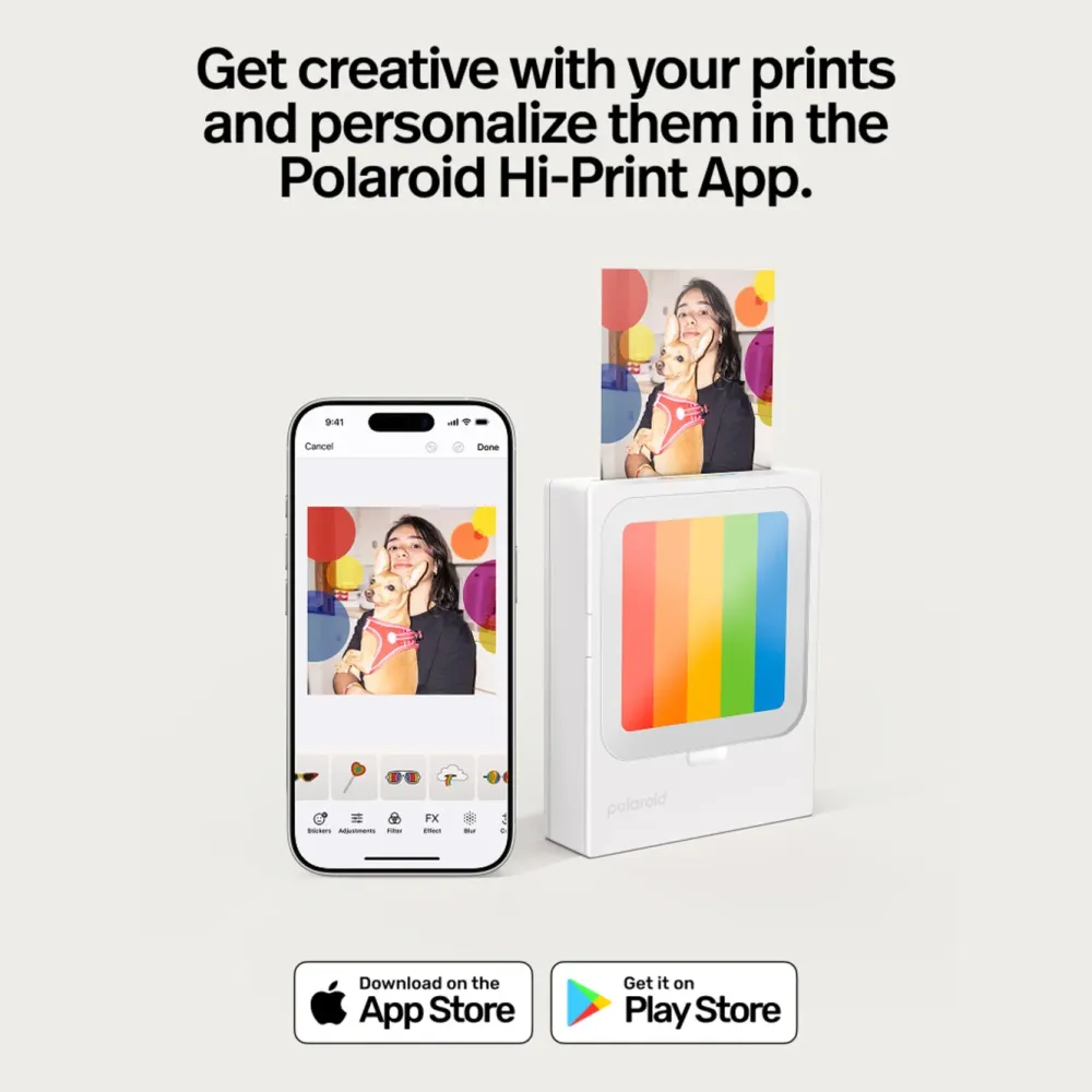 Polaroid Skrivere Og Tilbehør|Hi-Print 3×3 Photo Printer – bærbar fotoskriver + 60 ark