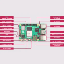 Raspberry Pi Datamus|Tilbehør Til Bærbar Pc|5 Ettkortsdatamaskin Model B 8 GB