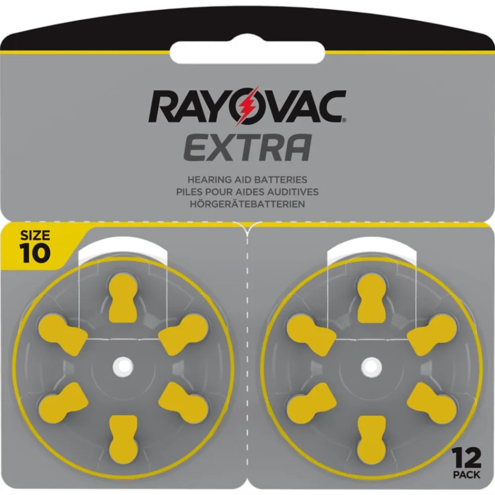 Rayovac Batterier|Batterier|Høreapparatbatterier Gul ZA10 12-pk.