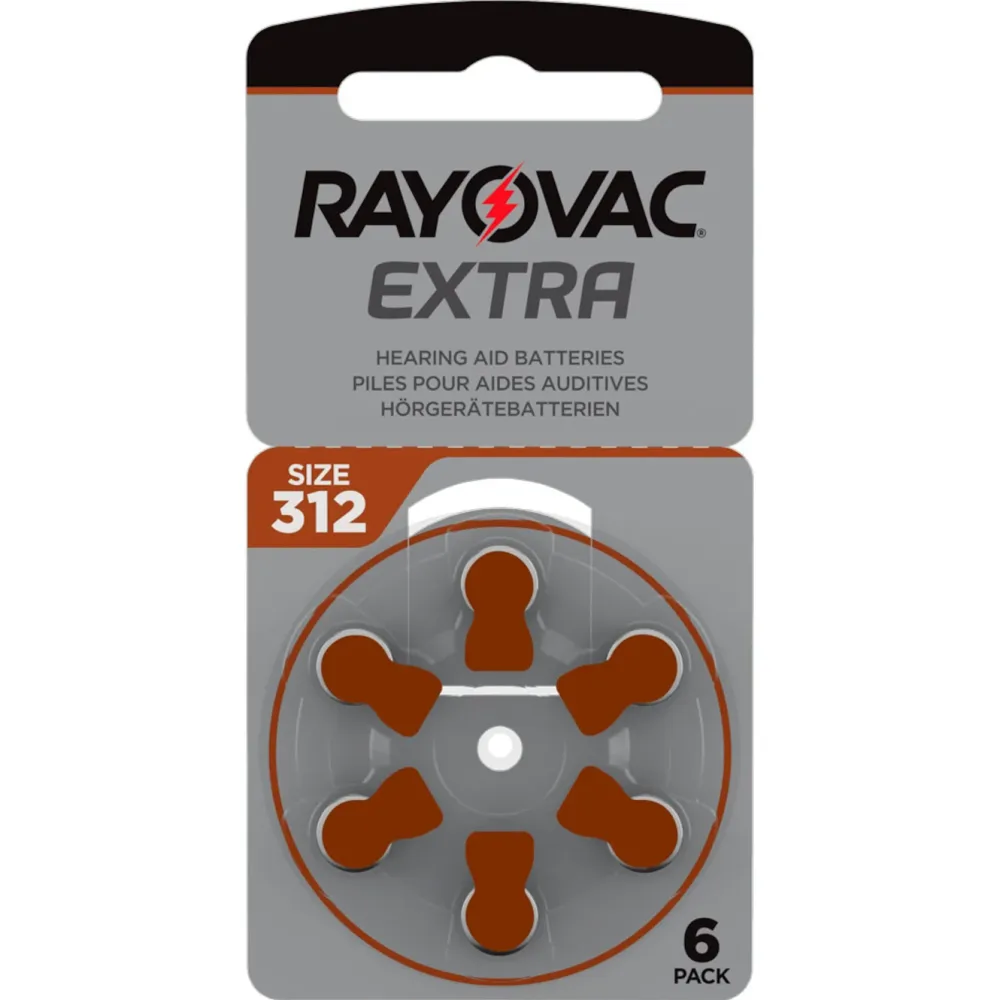 Rayovac Batterier|Batterier|Høreapparatbatterier Brun ZA312 6-pk.