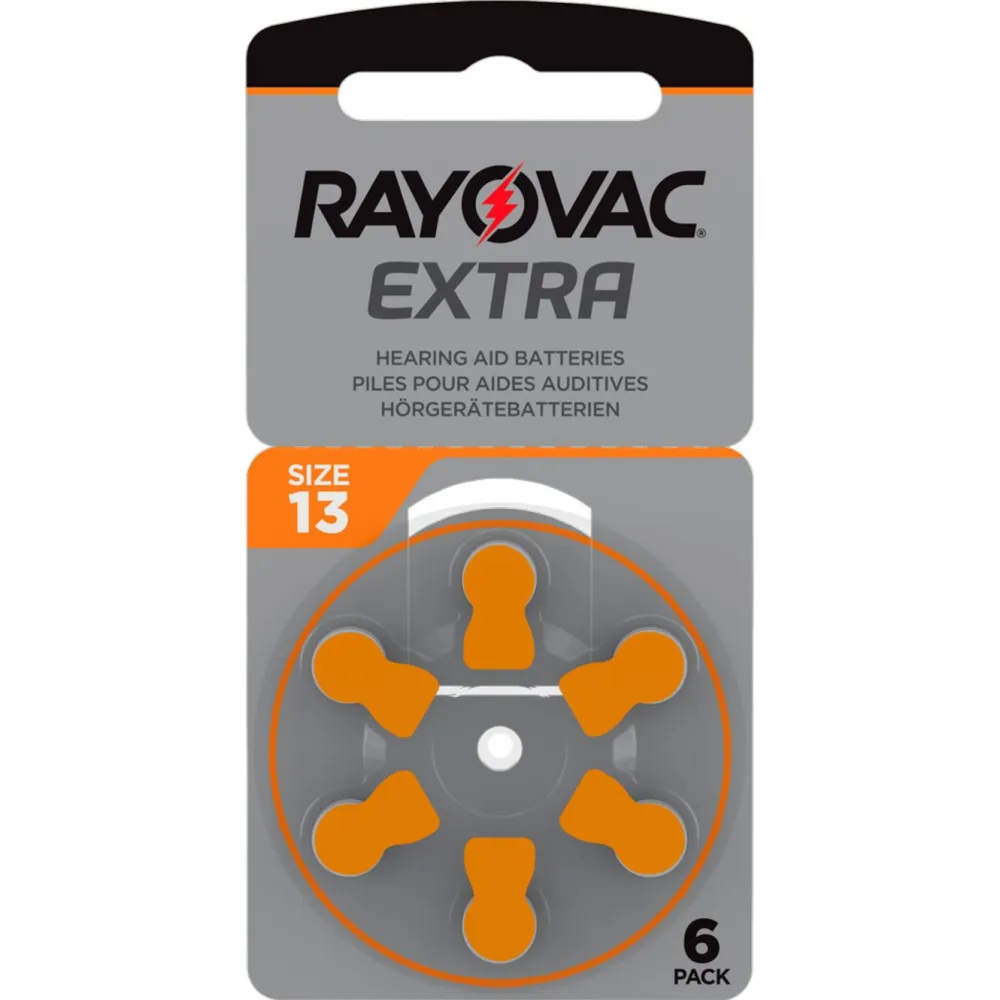 Rayovac Batterier|Batterier|Høreapparatbatterier Oransje ZA13 6-pk.