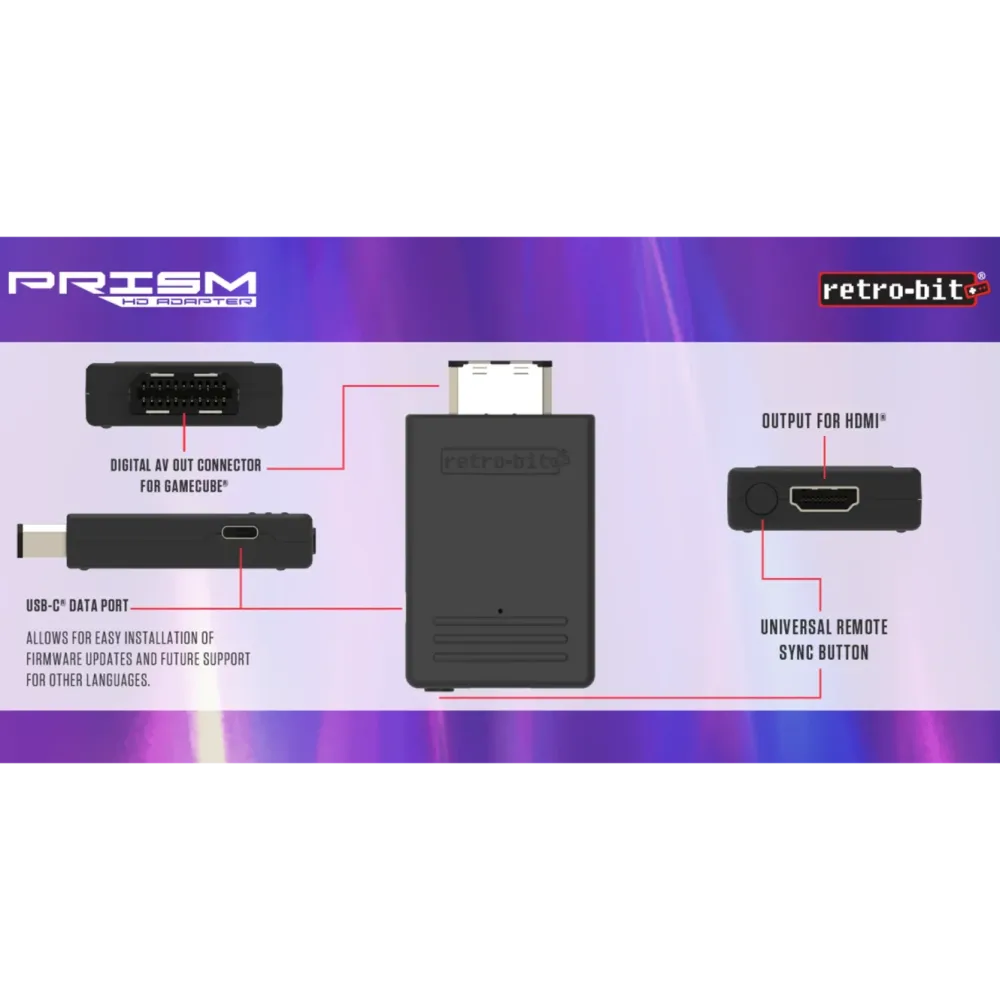 Retro-bit Tilbehør1|Kabler Og Adaptere|Prism HD Gamecube til HDMI-adapter