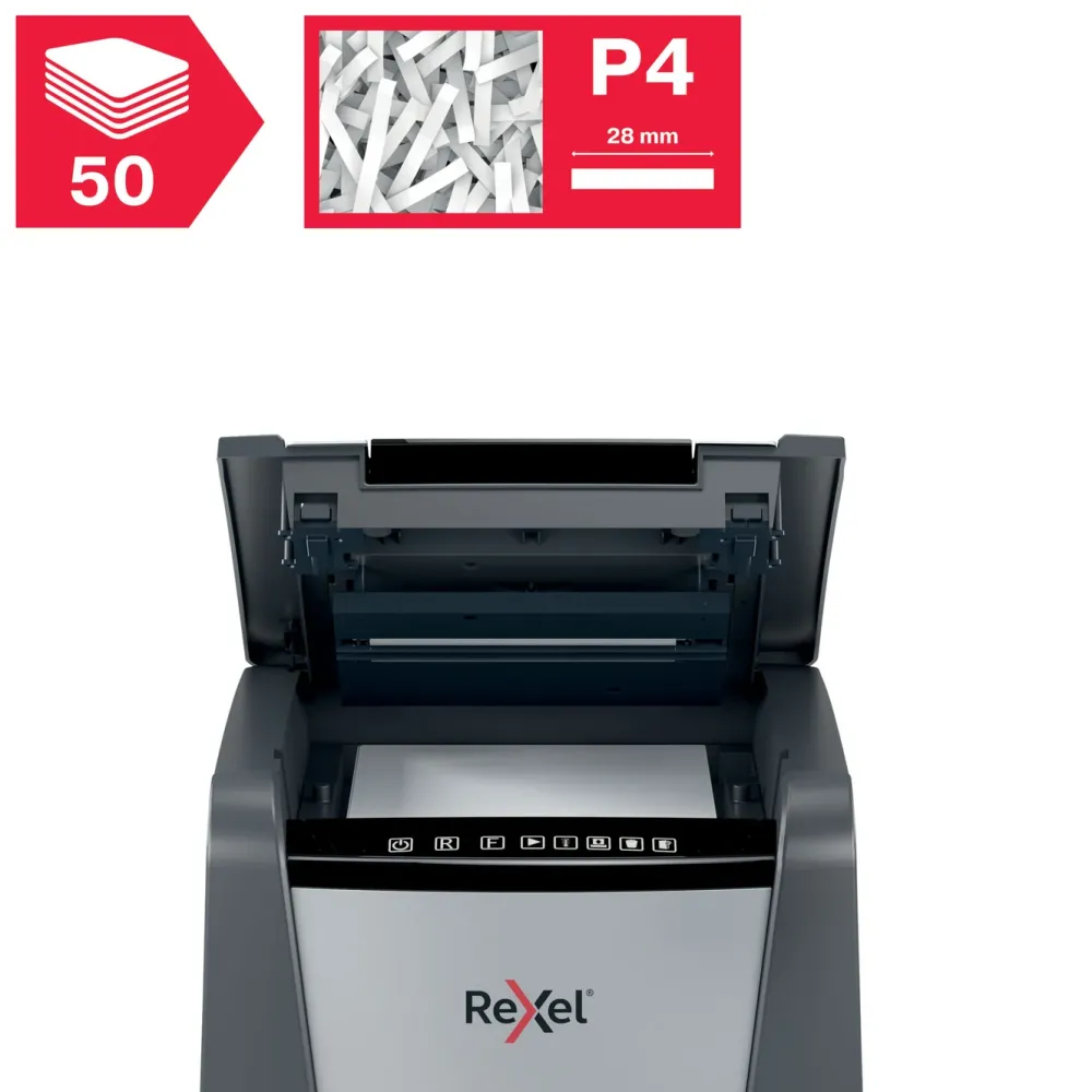 Rexel Makuleringsmaskiner|Optimum AutoFeed+ 50X Makuleringsmaskin Cross-cut A4