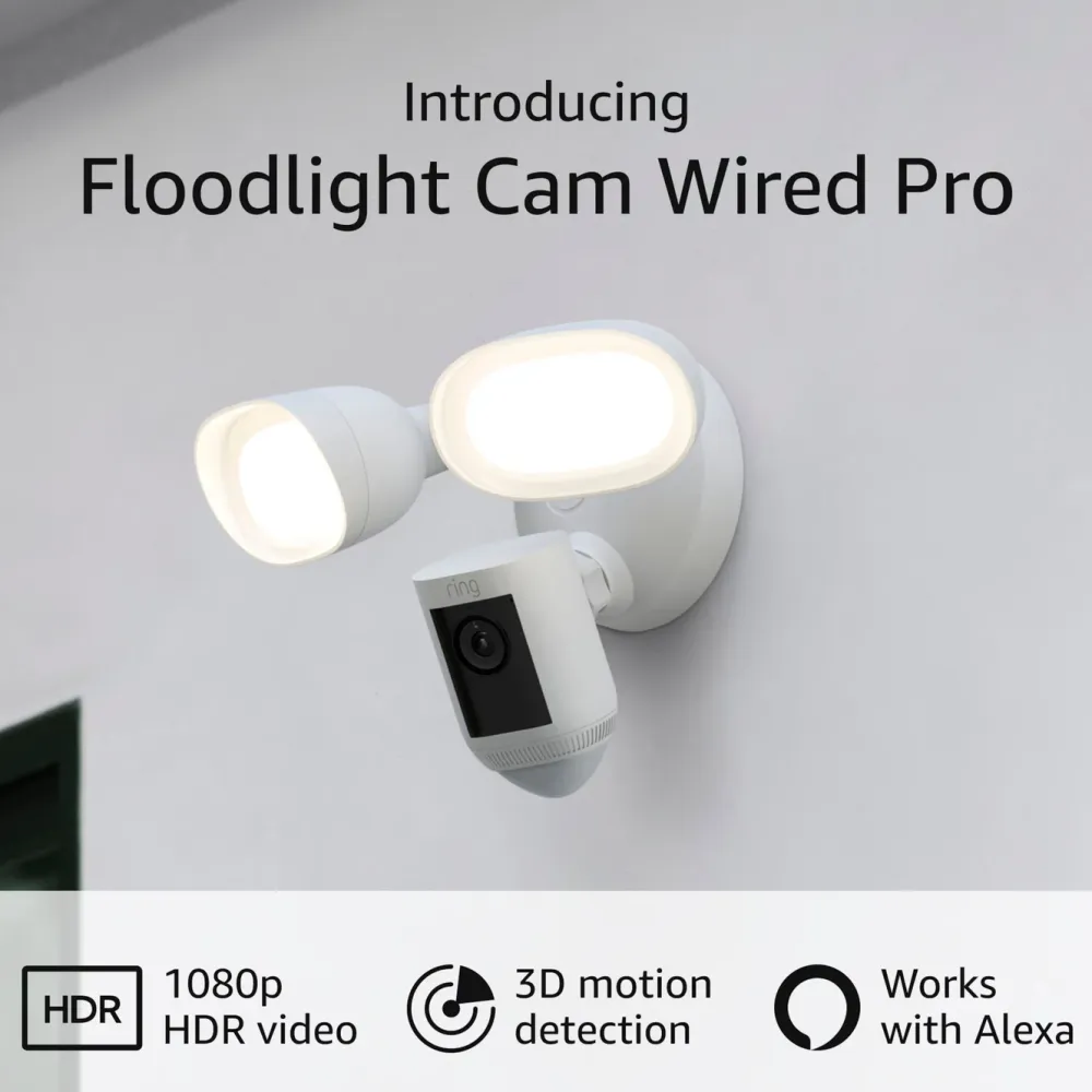 Ring Kameraovervåking|Floodlight Cam Pro Hvit
