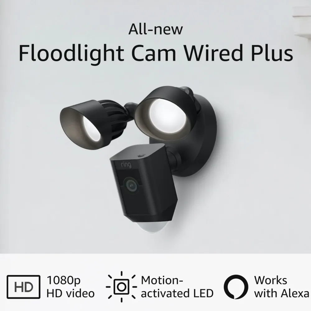 Ring Kameraovervåking|Floodlight Cam Wired Plus