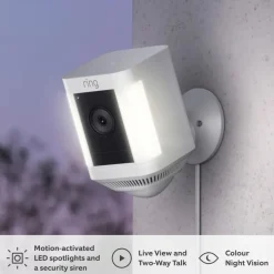 Ring Kameraovervåking|Spotlight Cam Plus Plug-In Overvåkingskamera Hvit