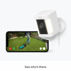 Ring Kameraovervåking|Spotlight Cam Plus Plug-In Overvåkingskamera Hvit