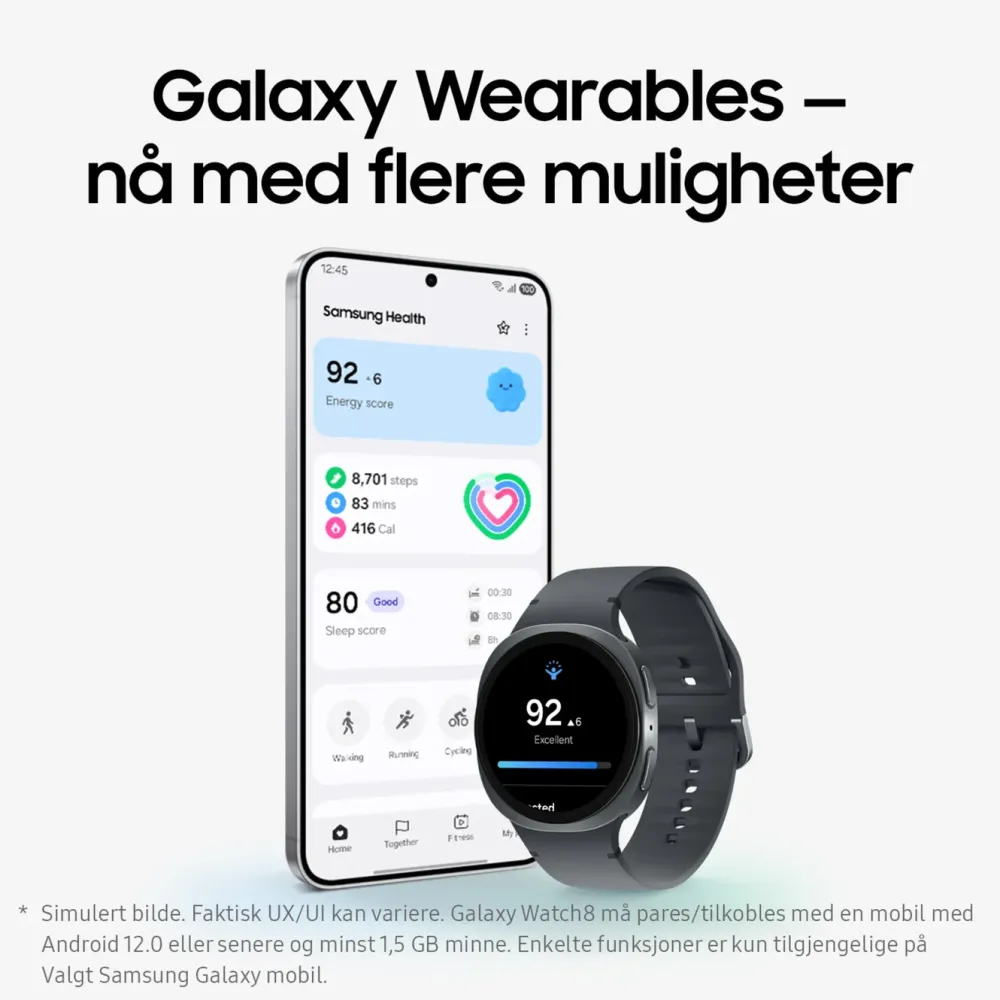 Samsung Smartklokker Og Ringer|Galaxy Watch8 40mm Bluetooth + 4G