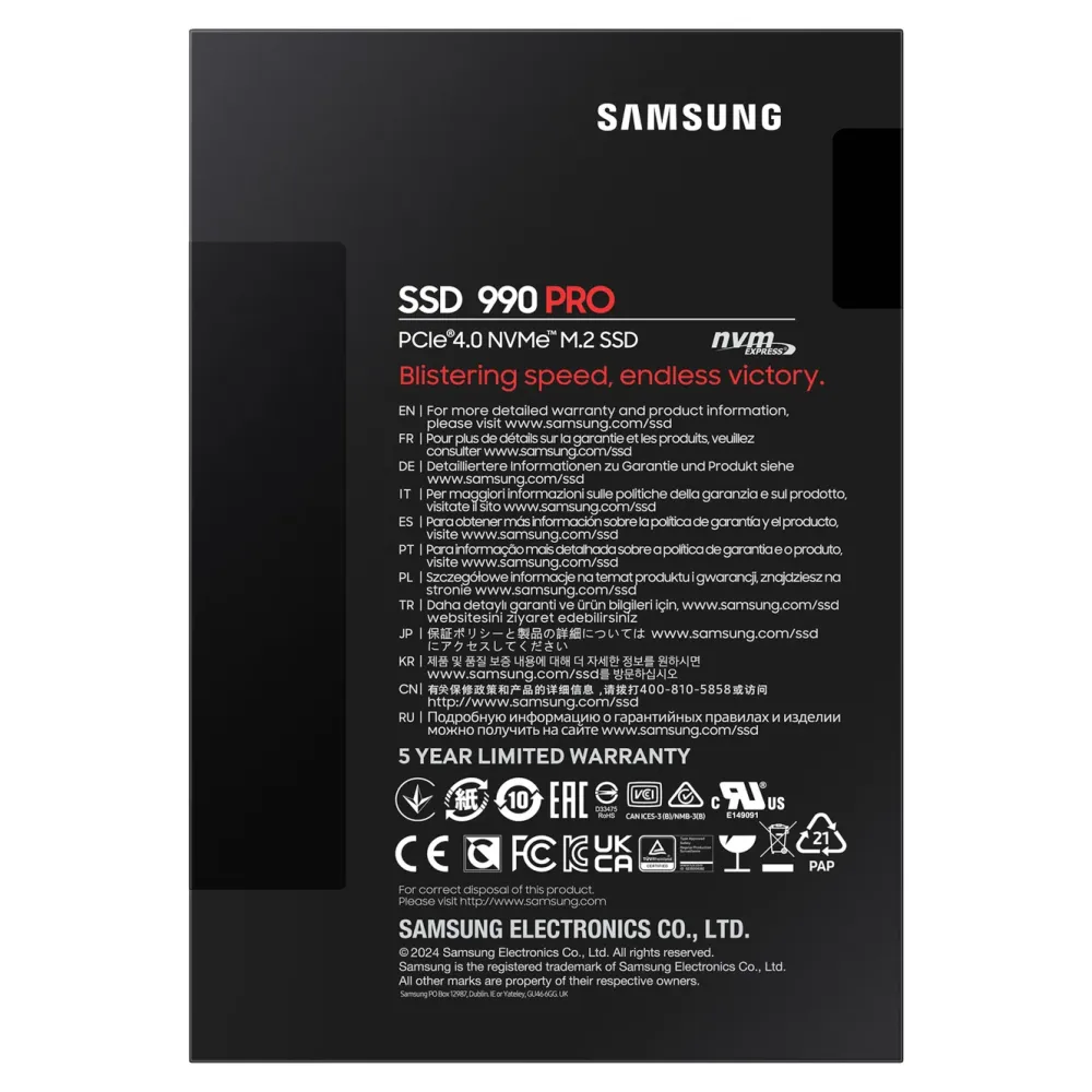 Samsung Datamaskinkomponenter|990 PRO PCle 4.0 NVMe M.2 SSD 4 TB