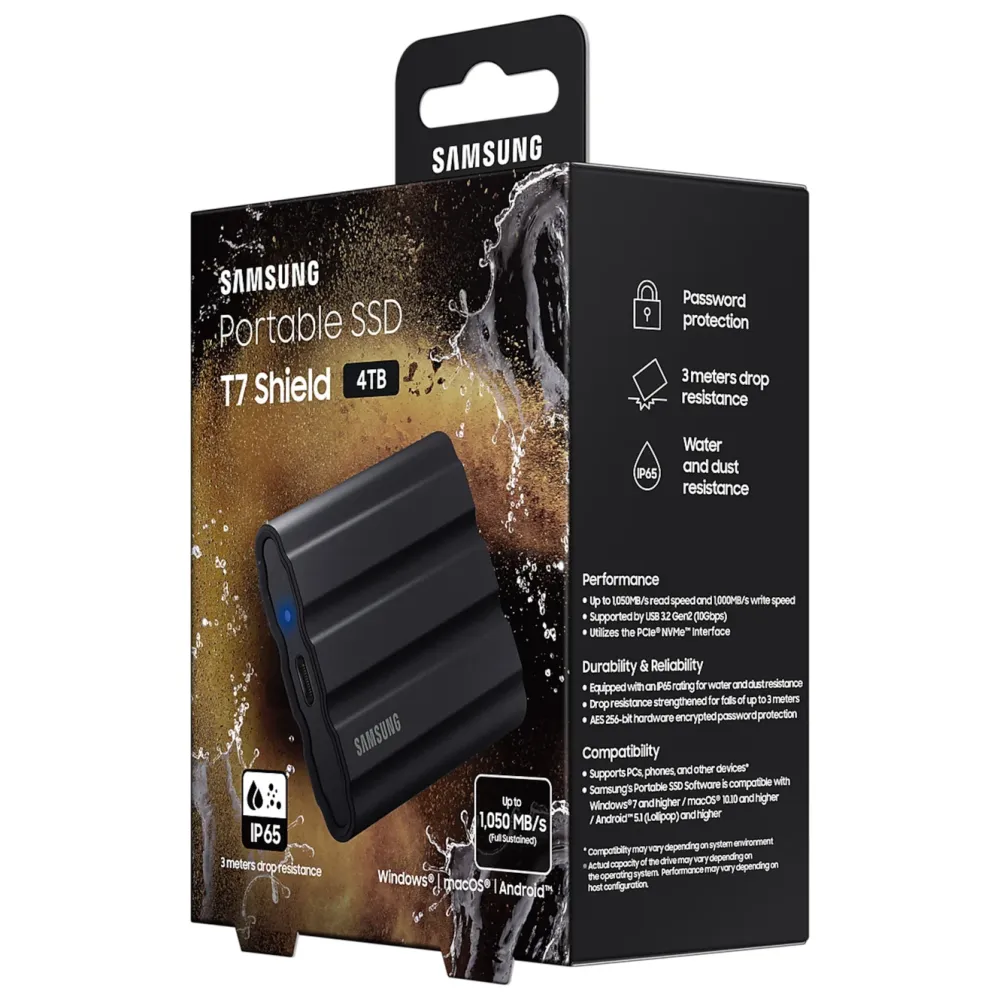 Samsung Lagring|T7 Shield Ekstern SSD-disk 4 TB