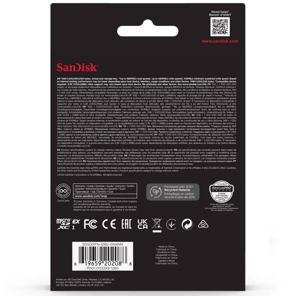 Sandisk Kameraovervåking|Foto Og Video|microSD Express 128 GB
