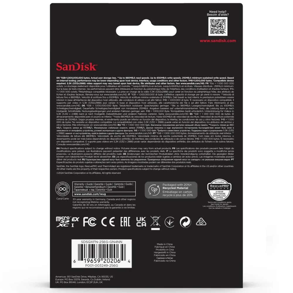 Sandisk Kameraovervåking|Foto Og Video|microSD Express 256 GB