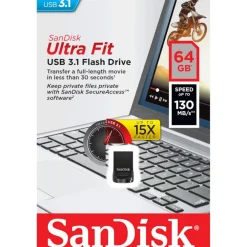 Sandisk Lagring|Ultra Fit 3.1 USB-minne 64 GB