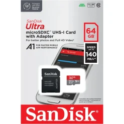 Sandisk Kameraovervåking|Foto Og Video|Ultra Micro-SD-kort 64 GB SDXC