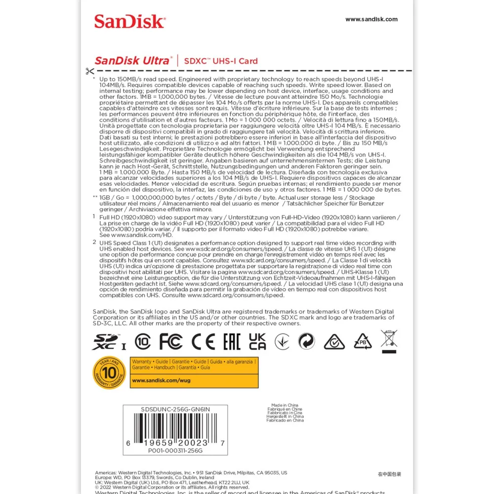 Sandisk Rengjøring|Foto Og Video|Ultra SD-kort 256 GB SDXC