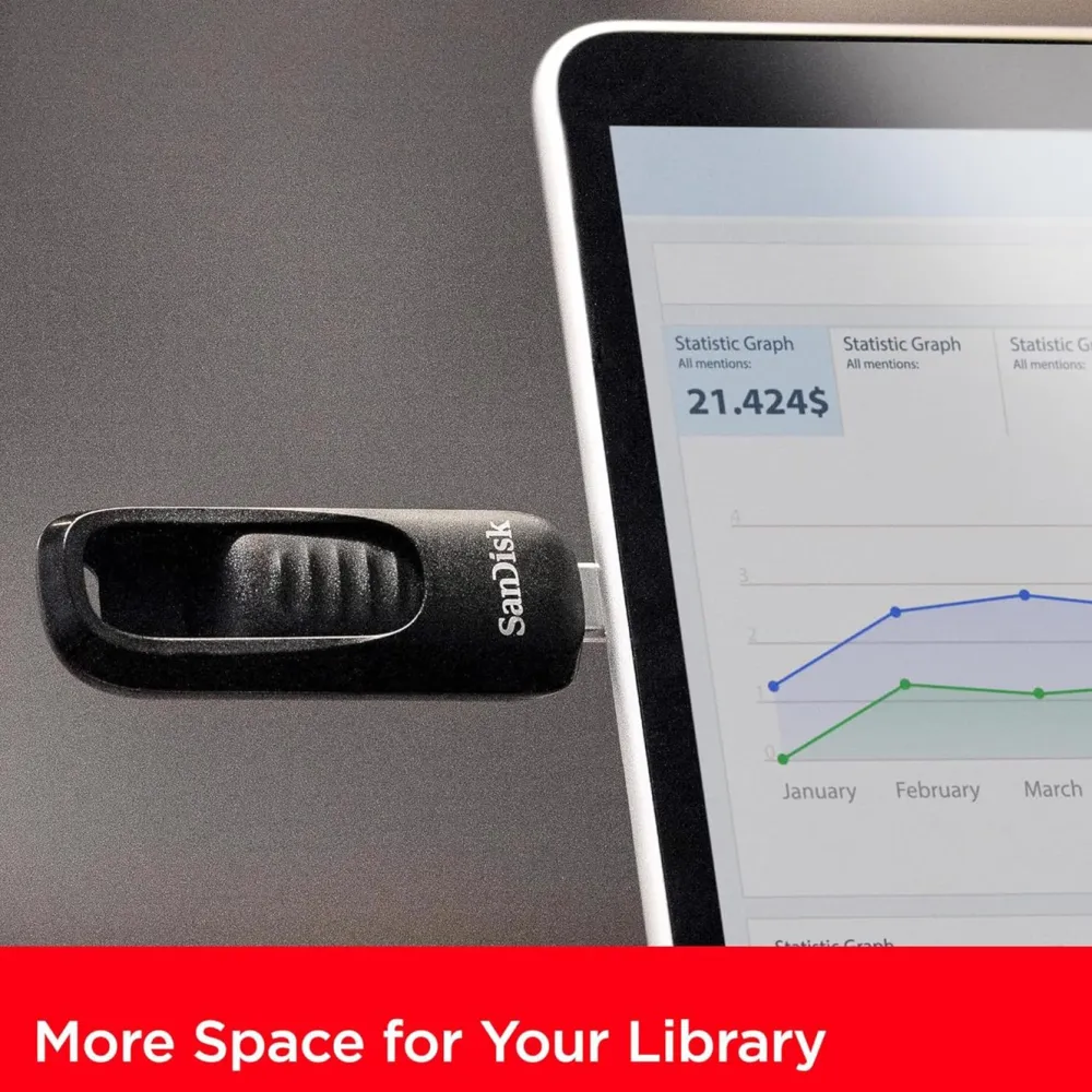 Sandisk Lagring|Ultra Slider USB-minne med USB-C 64 GB