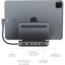 Satechi Ipad Og Tilbehør|Aluminum Stand Hub for iPad Pro (2018 og nyere)