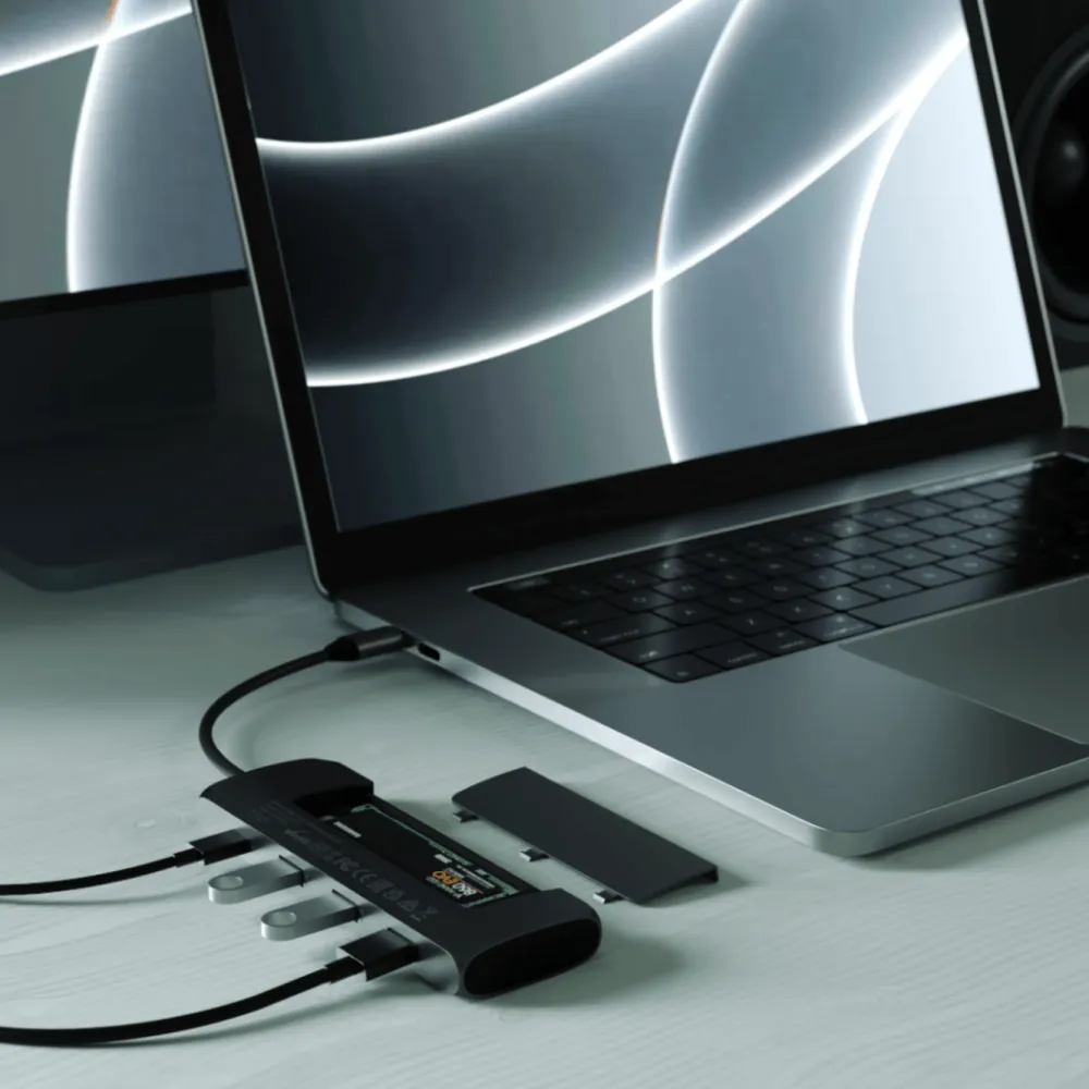 Satechi Mac-Tilbehør|Kabler Og Adaptere|USB-C-multiadapter med SSD-plass Svart
