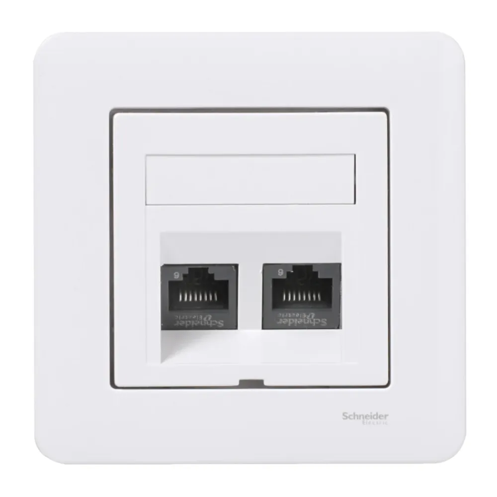 Schneider Electric Tilbehør Og Installasjon|Kabler For Nettverk|Exxact Innfelt UTP-nettverksuttak Cat.6 2-porters