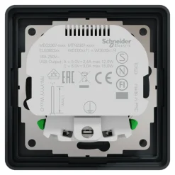 Schneider Electric Sterkstrøm|Exxact Jordet vegguttak med USB-porter Svart