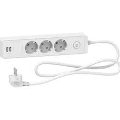 Schneider Electric Strømledninger|Sterkstrøm|Grenuttak med bryter og USB-uttak 3-veis