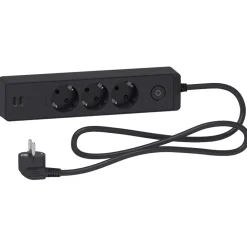 Schneider Electric Strømledninger|Sterkstrøm|Grenuttak med bryter og USB-uttak 3-veis