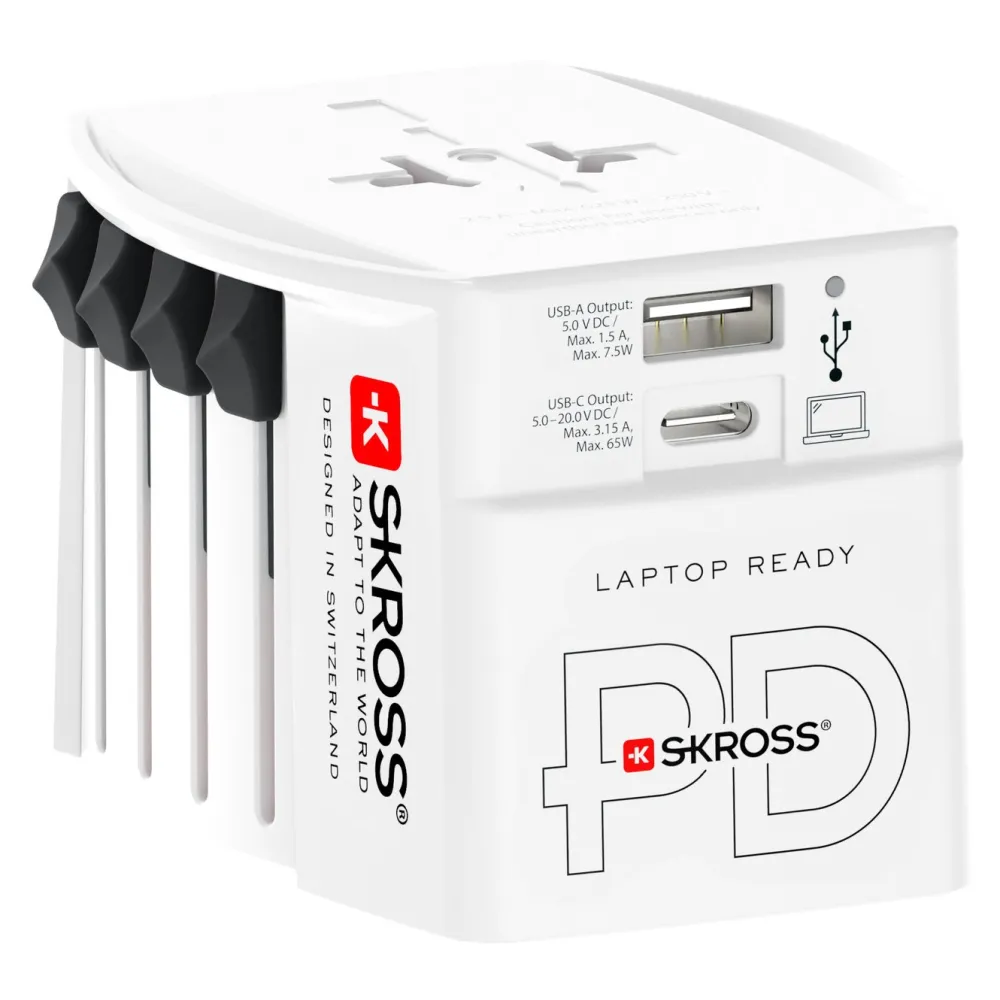 Skross Reiseeffekter|Overfallsalarm|AC65PD ujordet reiseadapter med USB PD 65W