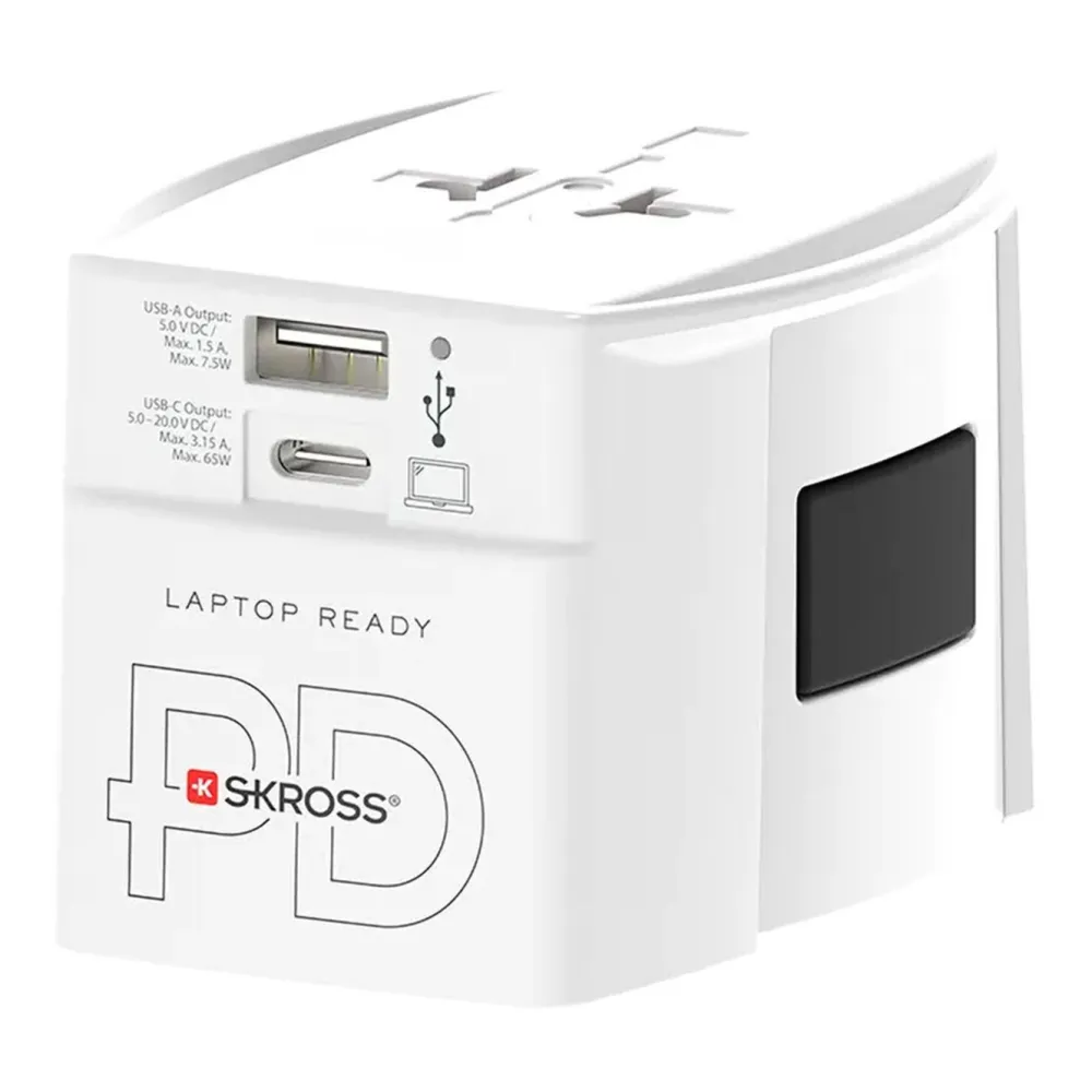 Skross Reiseeffekter|Overfallsalarm|AC65PD ujordet reiseadapter med USB PD 65W