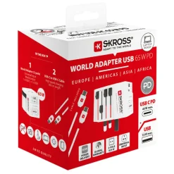 Skross Reiseeffekter|Overfallsalarm|AC65PD ujordet reiseadapter med USB PD 65W