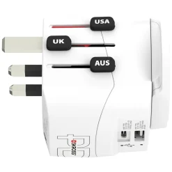 Skross Reiseeffekter|Overfallsalarm|Jordet reiseadapter - universal med USB-uttak