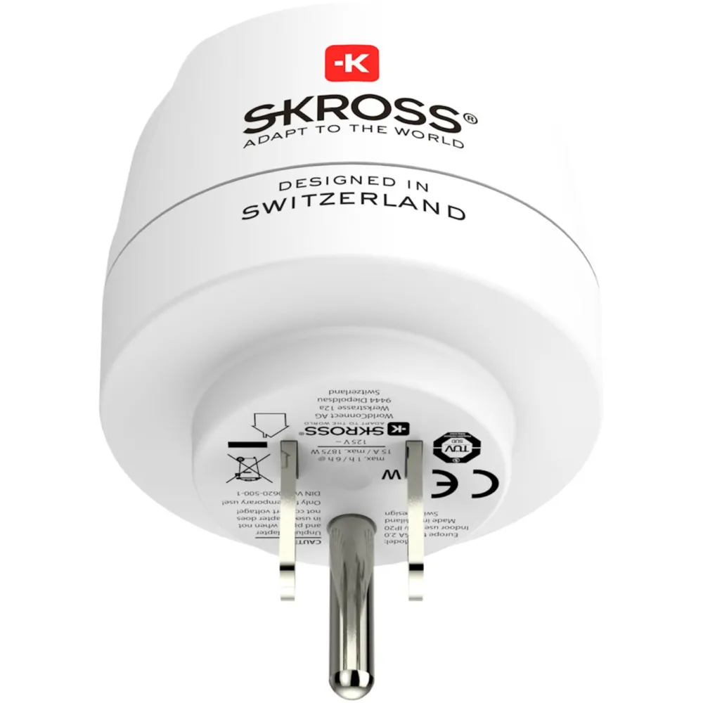 Skross Reiseeffekter|Overfallsalarm|Jordet reiseadapter USA