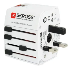 Skross Reiseeffekter|Overfallsalarm|Ujordet universalreiseadapter med USB