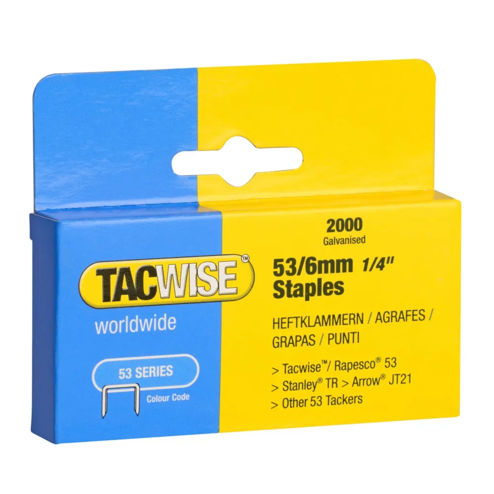 Tacwise Verktøy|Stifter type 53 til stiftepistol, 2 000-pakning 6 mm