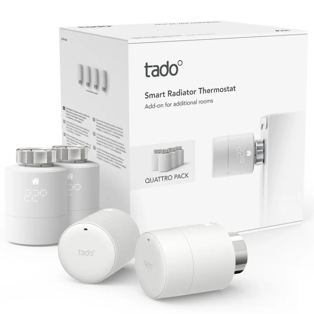 tado Inneklima|Temperaturkontroll|Ekstra termostat til Radiator V3+ 4-pk.