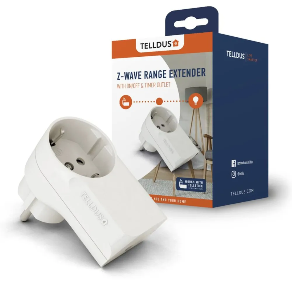 Telldus Smarte Sensorer|Z-wave-fjernstrømbryter og repeater