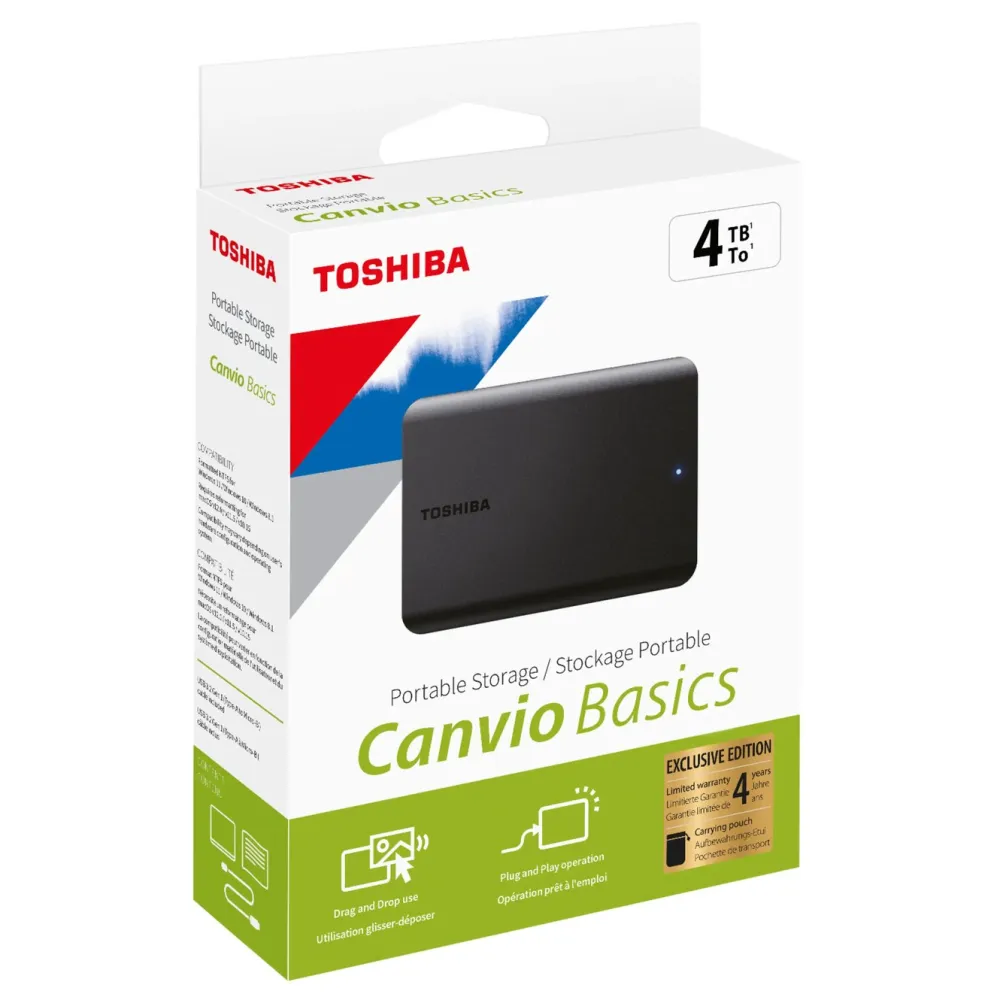 Toshiba Lagring|Canvio Basics Exclusive Edition ekstern harddisk 4 TB