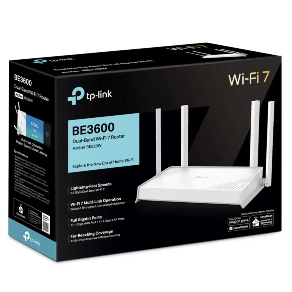 TP-Link Wifi-Routere|Archer BE220W – BE3600 Dual-Band Wifi 7 ruter
