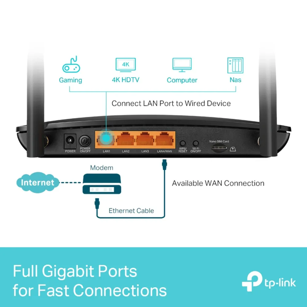 TP-Link Mobilt Bredbånd Og Rutere|Archer MR600 4G+-ruter AC1200