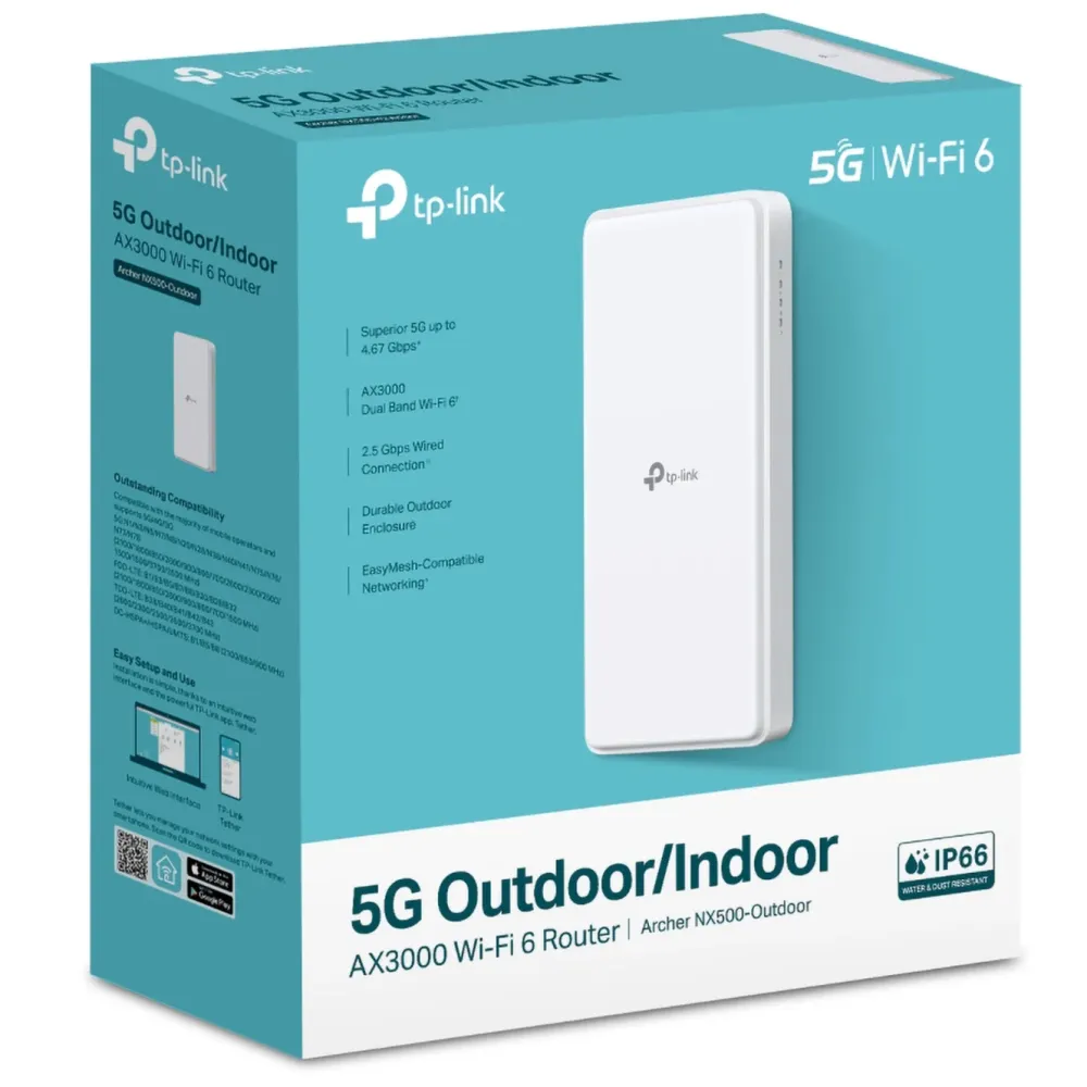 TP-Link Mobilt Bredbånd Og Rutere|Wifi-Routere|Archer NX500 5G-router for utendørs bruk