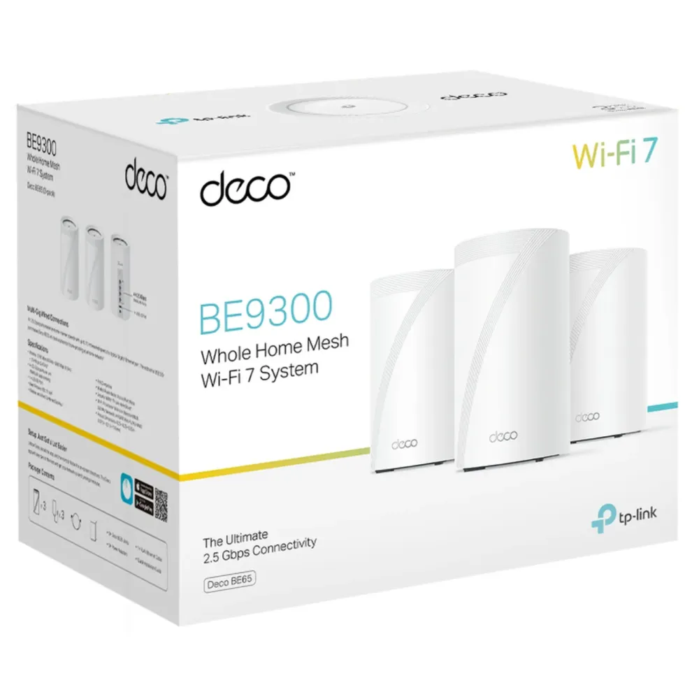 TP-Link Mobilt Bredbånd Og Rutere|Nettverkskabler|Deco BE65 – BE9300 Mesh Wifi 7-system